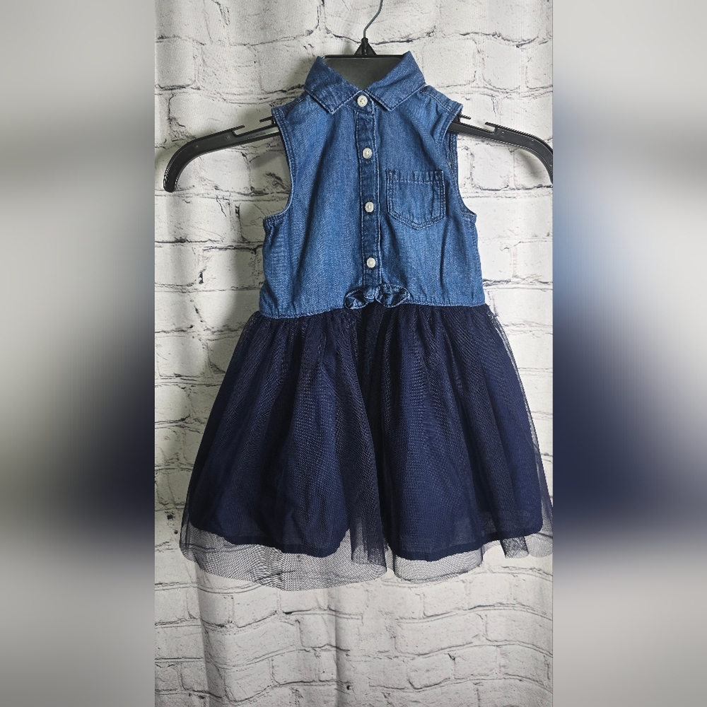 OshKosh B'gosh Navy Tulle Sleeveless Baby Dress Size 2T‎